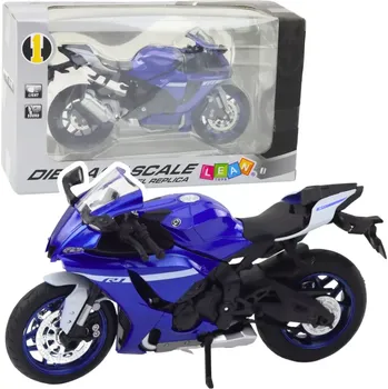 autíčko Kovový sportovní motocykl modrý R1 1:12