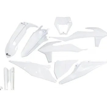 UFO bílá sada plastů a kryty tlumičů KTM EXC 125 '20-'21, EXC 250 / 300 TPI '20-'23, EXC-F 250 / 350 / 450 / 500 '20-'23