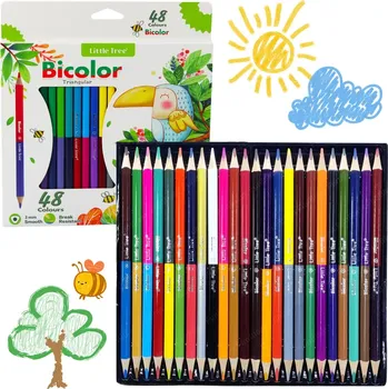 Pastelka Dvoubarevné oboustranné trojúhelníkové pastelky 48 barev