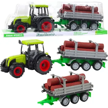autíčko zelený traktor s přívěsem na klády 47 cm