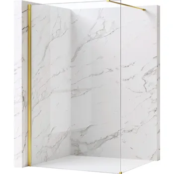 Bezrámová sprchová zástěna REA FLEXI GOLD 140 cm, zlatá lesk/transparent - bez vaničky