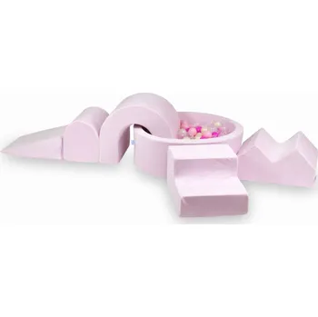 Dětské hřiště Pěnové dětské hřiště s kulatým bazénkem 90x30 Velvet Soft Světle růžové + 5 dílů