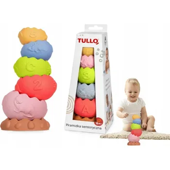 Hračka pro nejmenší PIRAMIDKA SENSORYCZNA 6 ELEM. EDUKACYJNA HRAČKA DO VANY 6M+ PASTELOVÁ