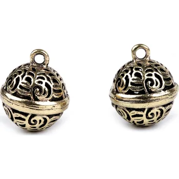 Rolničky mosazné filigránové Ø12 mm, Ø15 mm, malé, 2 (Ø15 mm) zlatá