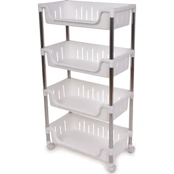 regál TROLEY | Pojízdný úložný regál se 4 policemi a háčky | 93 cm Dedra