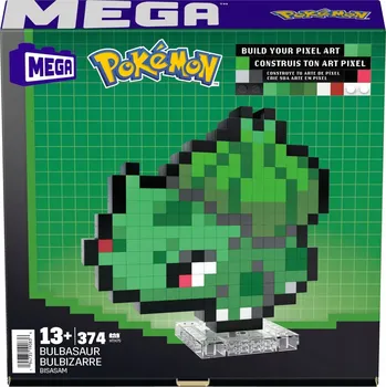 ostatní stavebnice Mega Bloks Mega Pokémon Pixel art Bulbusaur, stavebnice pro sběratele, 374 dílků HTH75