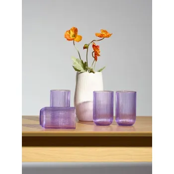 Sklenice Sinsay - Rýhované sklenice 4 ks - levandulová - 298ES-04X - 298ES-04X-ONE