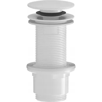 Sifon Zátka umyvadlová bez přepadu, s přepadem klik-klak kulatý Sapho bílá