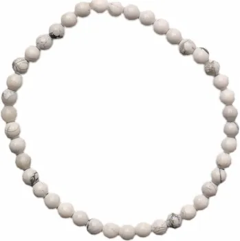 Drahý kámen Howlit bílý náramek korálky obvod 16 až 22 cm
