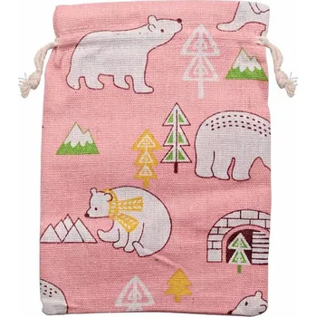 Dárková taška Sáček plátěný s ledními medvědy Růžový 13x18 cm cca 13 x 18 cm