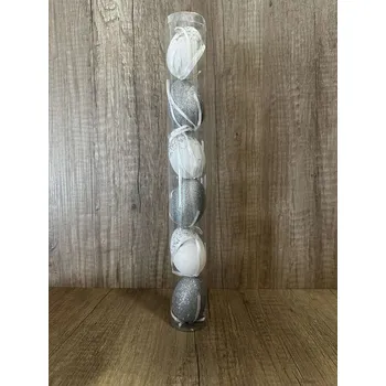 Velikonoční dekorace Vejce tuba 6 cm 6 ks bílostříbrná