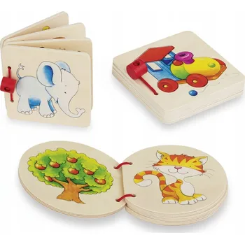 Dřevěná hračka DŘEVĚNÁ KNIŽKA PRO DĚTI KSIĄŻKA Z DREWNA ZABAWKA DREWNIANA 10X10X2