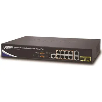 Switch Planet WAPC-1232HP, WLAN kontrolér pro 32x AP, 10x LAN/8x POE, 2x SFP, Web/SNMP, L2/L3, VLAN, ACL, IGMP