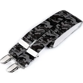 Kšandy Šle dětské šíře 2,5 cm délka 70 cm s potiskem typ Y - 26 šedozelená sv. maskáčová