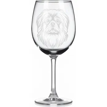 Sklenice Sklenice na víno s gravírovaným motivem – Pekingský palácový psík – 2