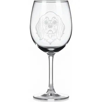 Sklenice Sklenice na víno s gravírovaným motivem – Anglický toy španěl