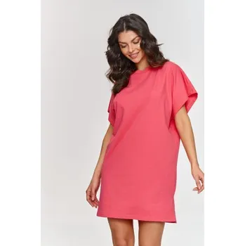 Dámské oblečení Bavlněné šaty Makadamia M875 - korálové Korálová 2XL/3XL