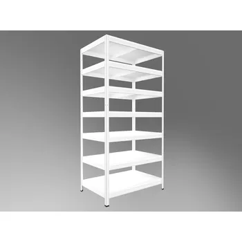 regál Kovový regál do domácnosti Biedrax 50 x 90 x 270 cm, bílý - 7 polic bílé lamino 12mm