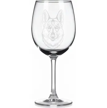 Sklenice Sklenice na víno s gravírovaným motivem – Švédský Vallhund