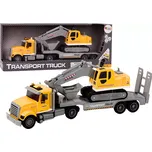 Žlutý nákladní vůz s pásovým rypadlem se světly a zvuky