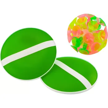 Desková hra Zručnostní hra s kulatými pálkami a míčkem se sacími šálky zelená