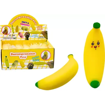 Modelovací hmota LEAN Toys Banán Squishy Natahovací guma žlutá