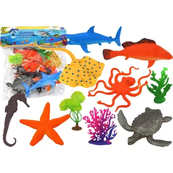 Figurka sada figurek mořských zvířat 7 ks s vodními rostlinami
