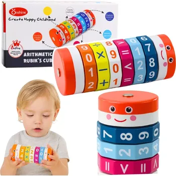 Dřevěná hračka Edukativní matematický válec pro děti – otočná číselná skládačka