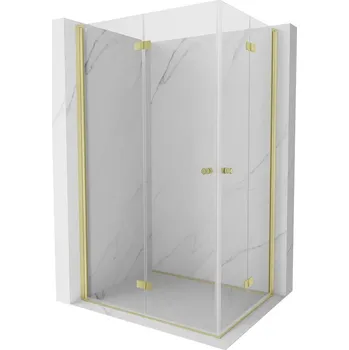 Sprchové dveře MEXEN/S - Mist-F Duo sprchový kout skládací dveře levá 120 x 110, transparent, zlato kartáčovaná 8A6-120L-110P-55-00