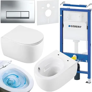 Klozet BPS-koupelny Podomítkový modul Geberit DuoFix s WC mísou LE-WH-TR-03 + ovládací tlačítko Delta 50 chrom