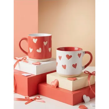 Sinsay - Sada hrnků s valentýnským motivem 2 pack - červená - 342GI-33X - 342GI-33X-ONE