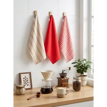 Utěrka Sinsay - Sada kuchyňských utěrek: kostkovaná, jednobarevná a pruhovaná 3 pack - šedá - 836IV-90X - 836IV-90X-ONE