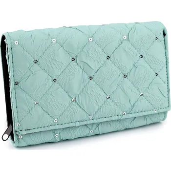 Peněženka Dámská peněženka textilní s flitry 10x15 cm, střední, 3 zelená šalvěj světlá