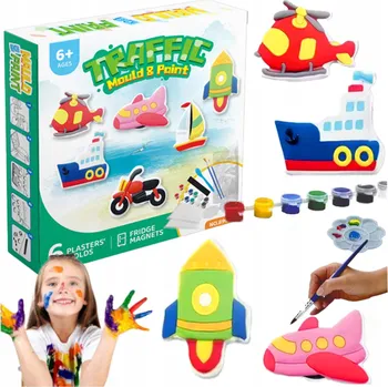 Výtvarná sada SÁDROVÉ FIGURKY K MALOVÁNÍ VELKÁ SADA BAREV AUTÍČKO DÁREK