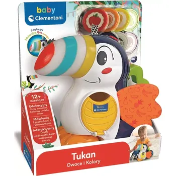 Hračka pro nejmenší Interaktivní tukan Adrian – učení ovoce a barev, sorter žetonů, CZ/SK verze od Clementoni