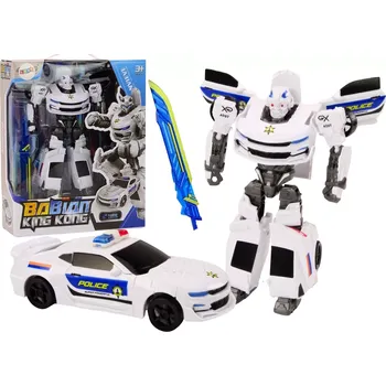 autíčko Auto-robot 2 v 1 – policejní auto a transformující robot, bílý