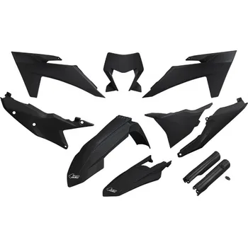 UFO sada plastů a kryty tlumičů KTM EXC 150/250/300 TBI 24-25, EXC-F 250/350/450/500 24-25 (černá)