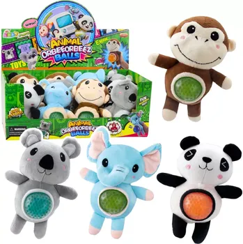 plyšák Plyšová maňásková hračka ke stiskání s vodními kuličkami 17 cm, mix zvířátek