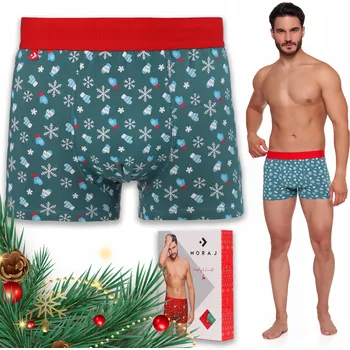 Boxerky Pánské vánoční boxerky pohodlné Dárek Sněhuláci MORAJ 1 Ks. L