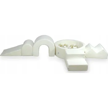 Dětské hřiště Pěnové dětské hřiště s kulatým bazénkem 90x30 Boucle bílé + 5 dílů + 2