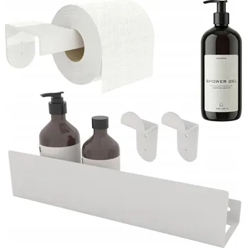 Drátěná police POLICE DO SPRCHY BÍLÁ DLOUHÁ ZÁVĚSNÁ POLICE DO KOUPELNY 80 cm + DÁREK