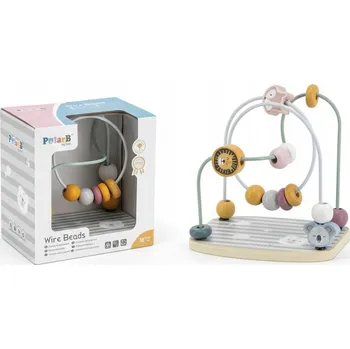 Dřevěná hračka DREWNIANA PĘTLA MOTORYCZNA UŚMIECHNIĘTE ZVÍŘÁTKA HRAČKA 18M+