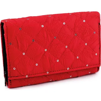Peněženka Dámská peněženka textilní s flitry 10x15 cm, střední, 2 červená