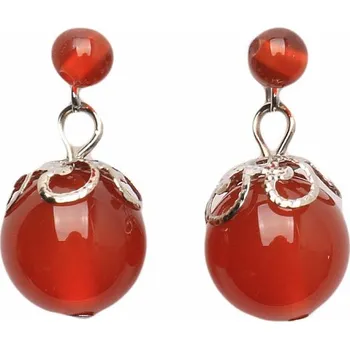 Náušnice Karneol náušnice závěs s korálky cca 2 cm