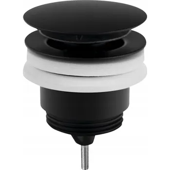 Sifon Zátka umyvadla bez přepadu / s přepadem klik-klak kulatý OMP černá