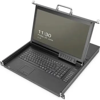 DIGITUS DS-72220-2US 17" Modularizovaná HD LCD TFT KVM konzole, 8 portů VGA KVM, americká klávesnice, černá (RAL 9005)