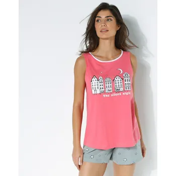 Dámské pyžamo Blancheporte Pyžamo se šortkami, potisk "město a hvězdy" růžová 50