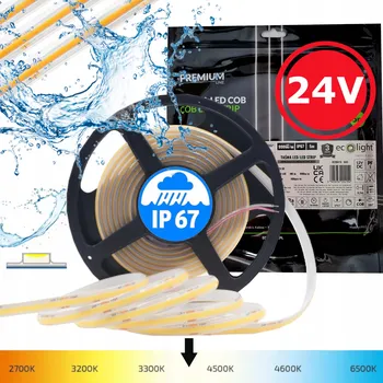 LED páska LED pásek COB 9W/m 1035lm/m 480LED/m 24V 4000K neutrální bílá IP67 5m