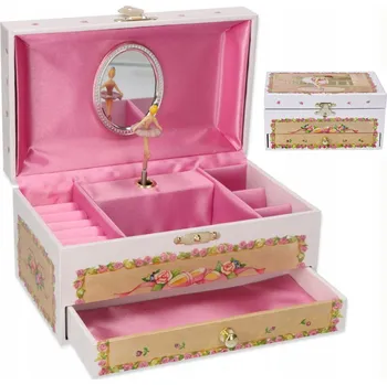 Šperkovnice ŠPERKOVNICE S BALETKOU HRACÍ SKŘÍŇKA RŮŽOVÁ, KRABIČKA NA ŠPERKY A POKLADY 3+