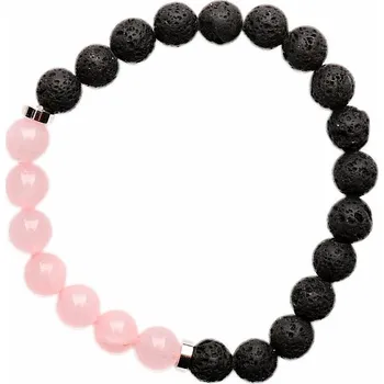 Drahý kámen Náramek z lávového kamene s korálky růženínu obvod cca 16 až 21 cm